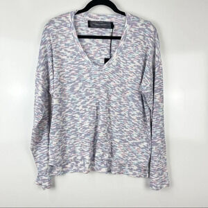 Code X Mode Space Dye V-Neck Knit Sweater Pullover Long Sleeve Women Size M NWT